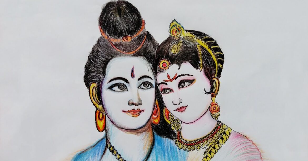 How To Attract Shiva And Parvati (step-by-step) With Coloration Pencil